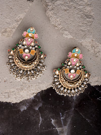 925 Sterling Silver Two Tone Meenakari Chaandbali view 3