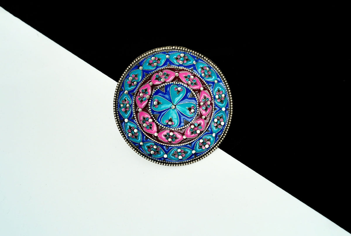 Multi-Blue and Pink Cocktail Ring view 3