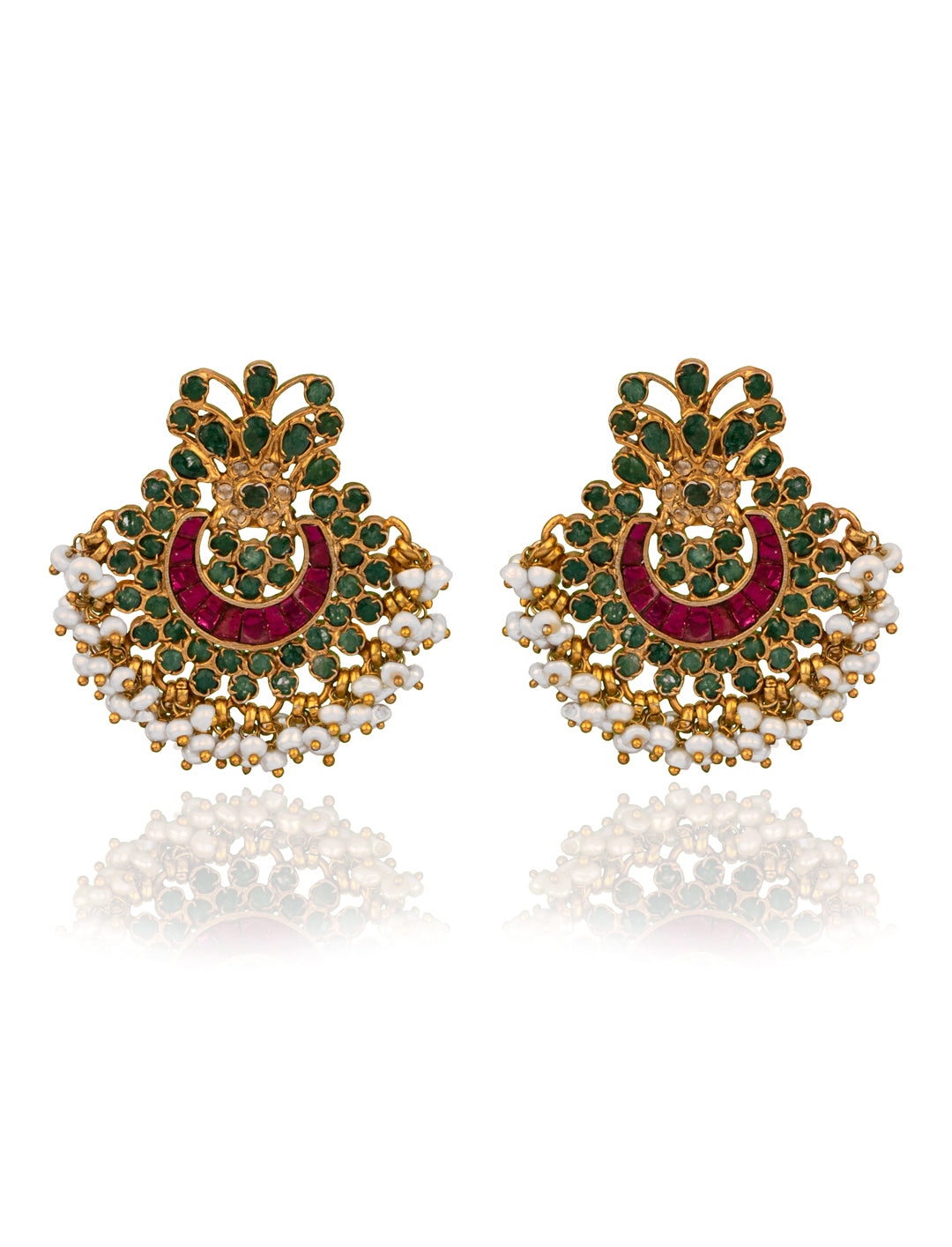 925 Sterling Silver Kundan Chaandbai with Green Onyx and Pearl view 1