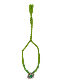 Green Carved Stone Necklace with Kundan view 1