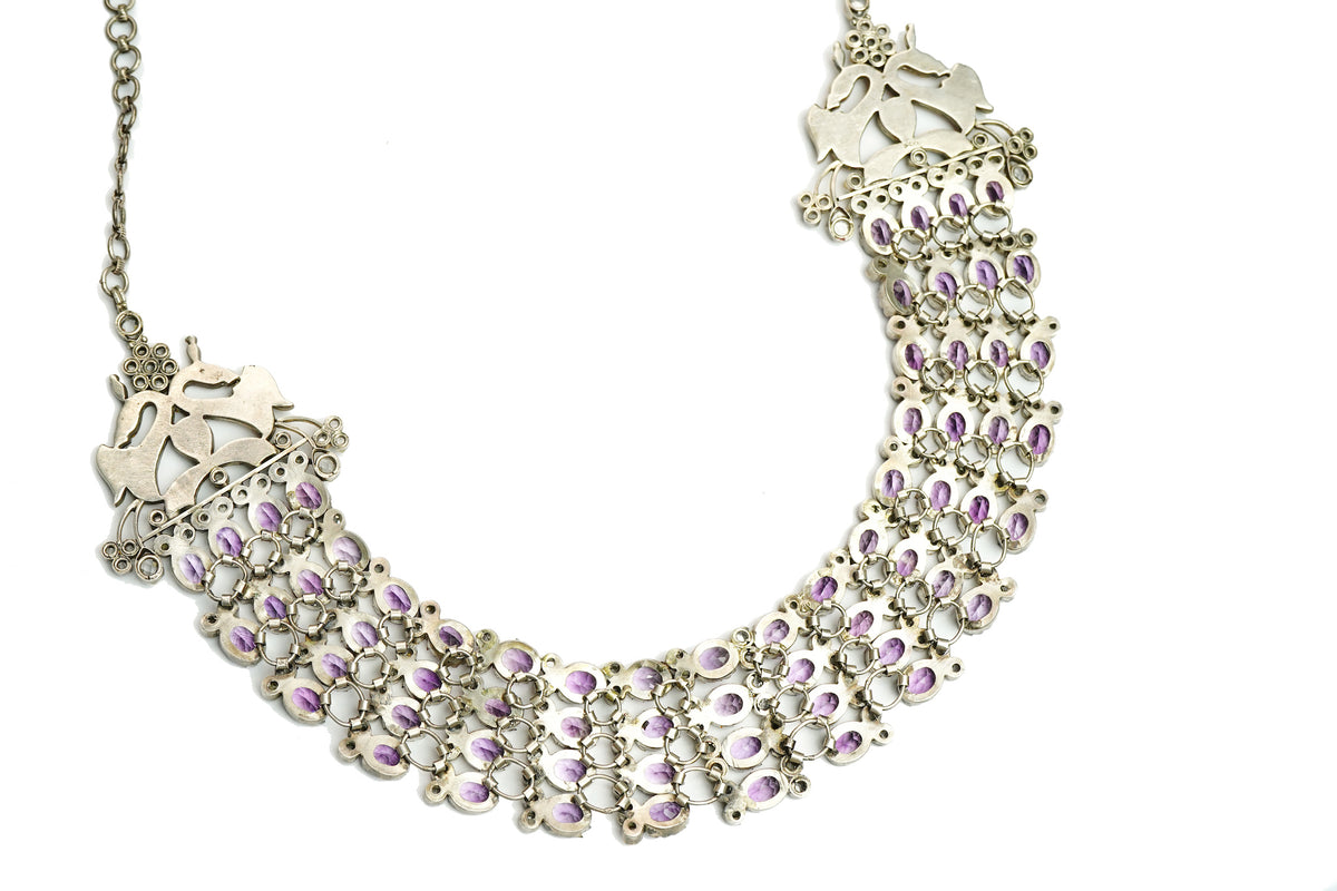 925 Silver Statement Necklace with Amethyst Gemstone view 2
