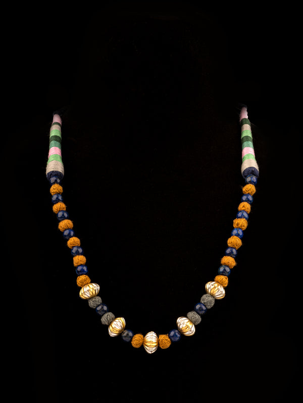 925 Sterling Silver Blue Lapis Beaded Multicolored Necklace