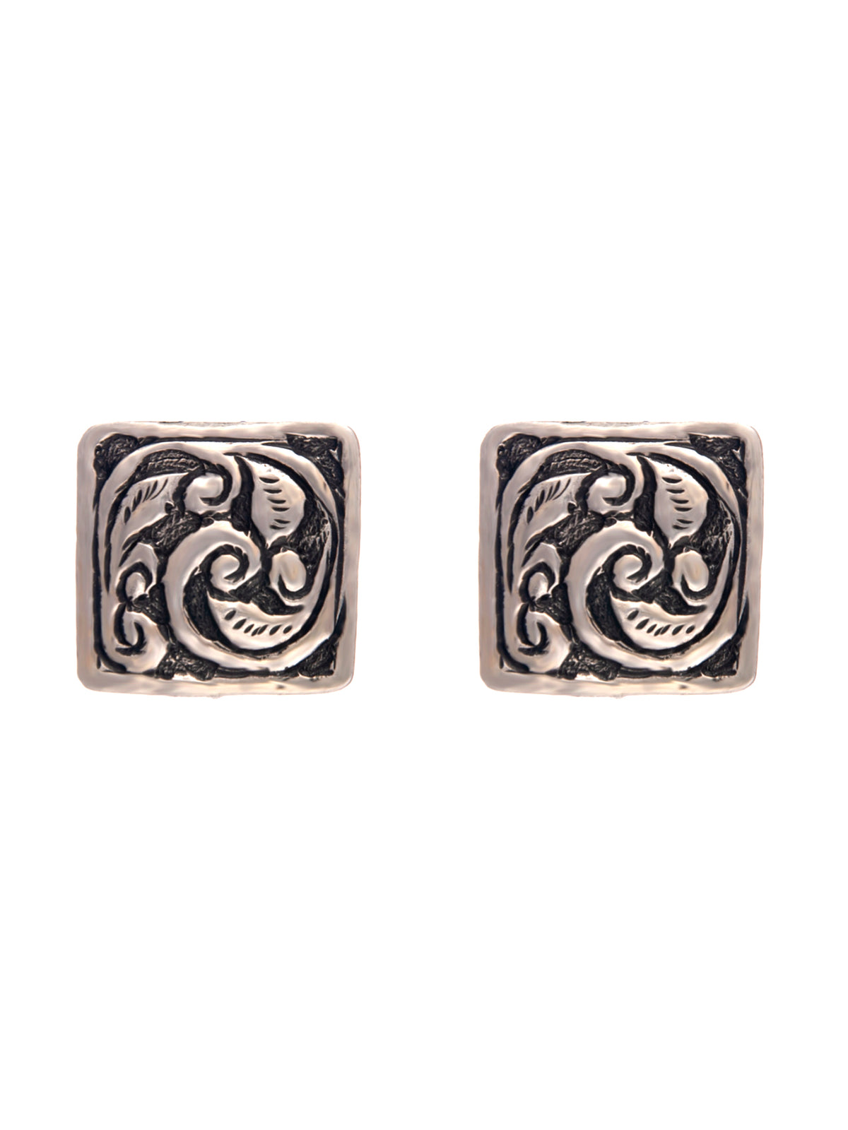 Silver Square Chitai Studs view 3