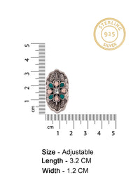 Silver Kundan Fusion Chitai Adjustable Ring view 6
