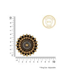 Dual Tone Adjustable Ring with Intricate Detailing view 3