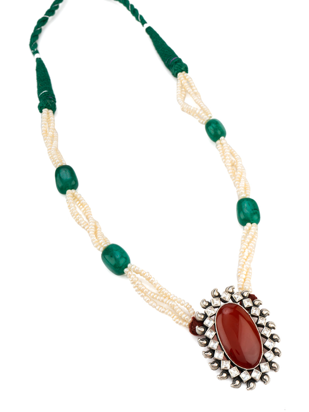 Chalcedony Beaded Pearl Necklace view 2