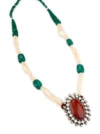 Chalcedony Beaded Pearl Necklace view 2