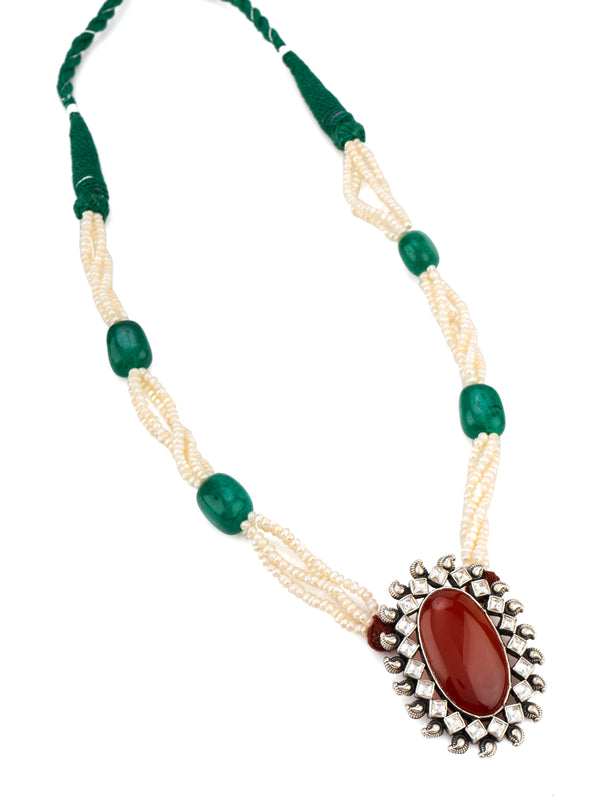 Chalcedony Beaded Pearl Necklace alternate