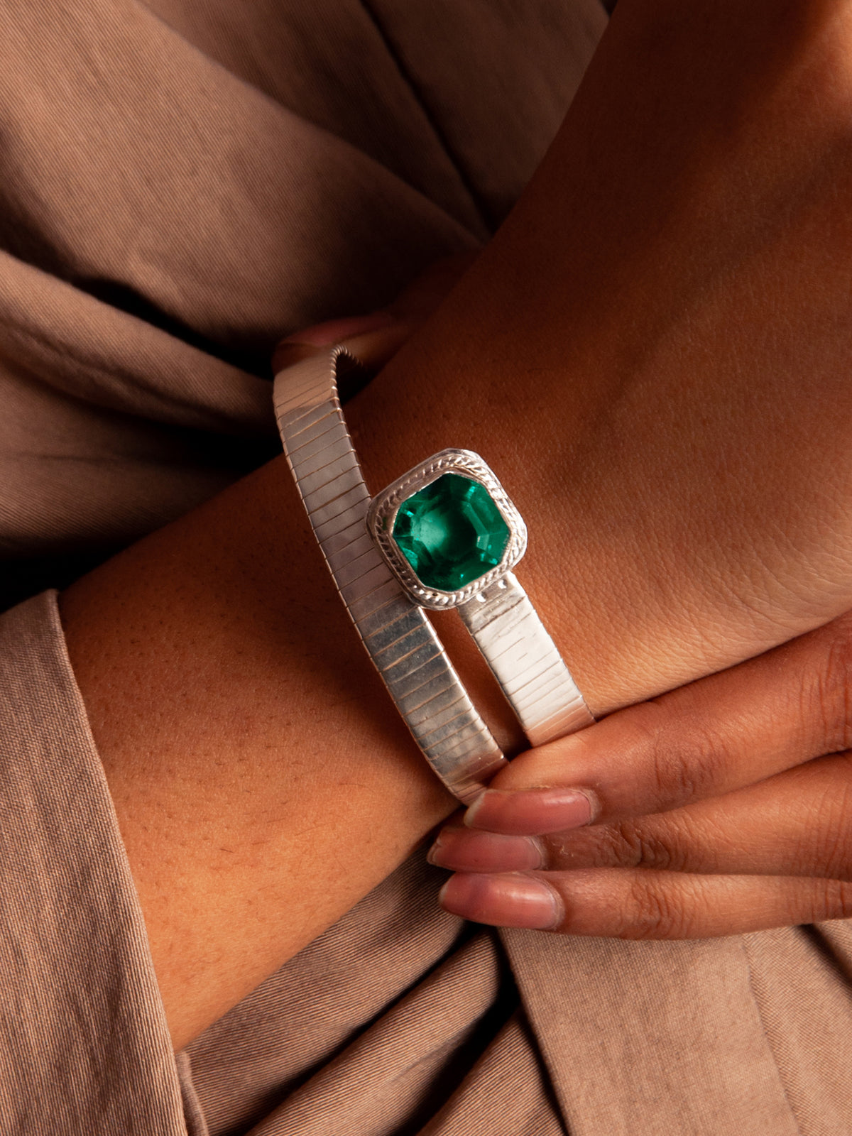 Aurora Emerald Loop Bangle view 4