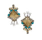 925 Silver Two Tone Earrings with Checker and Turquoise - Neeta Boochra Jewellery