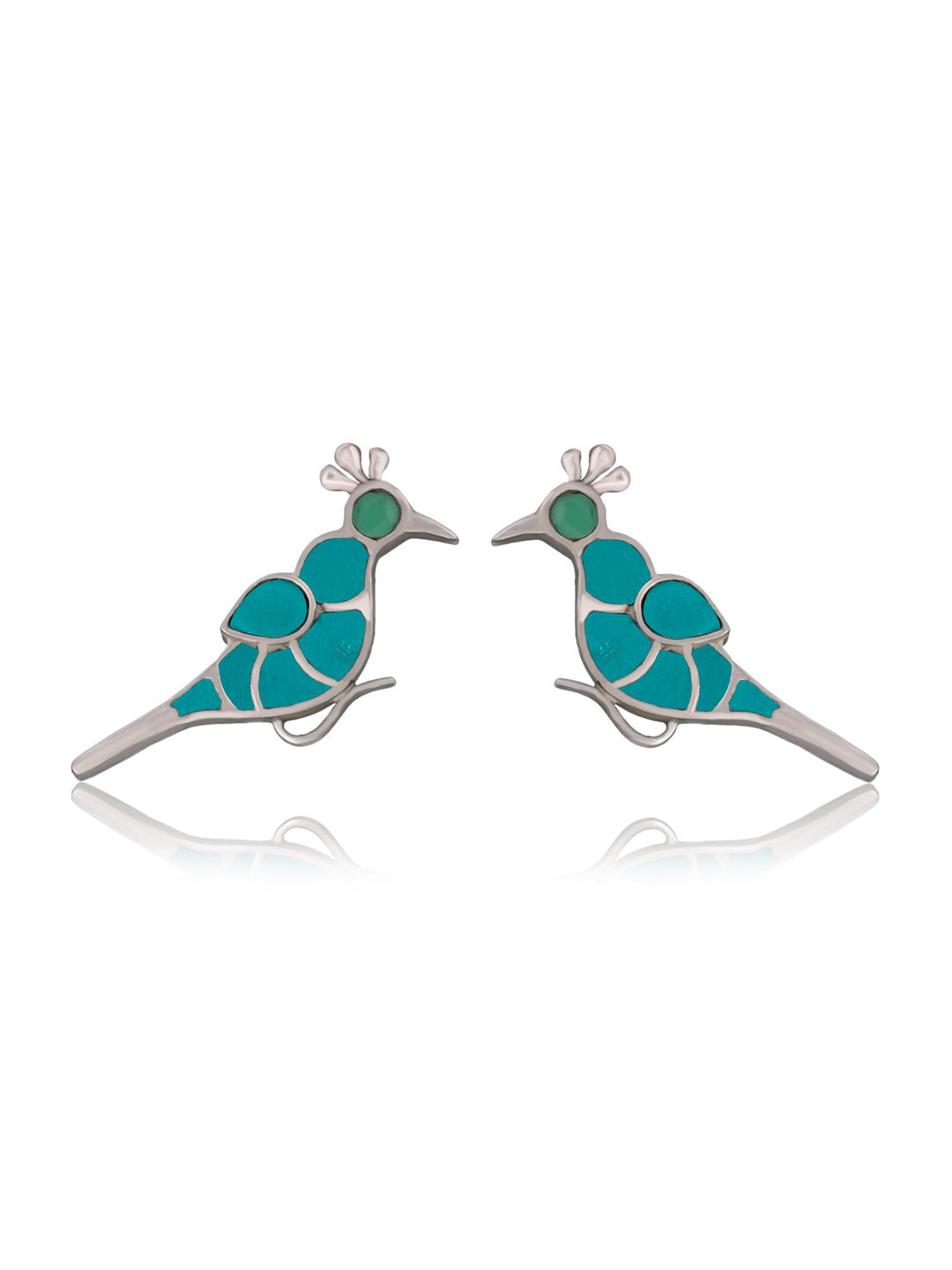 Turquoise Peacock Studs view 1
