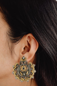 925 Sterling Silver Two Tone Chaand Earrings view 3