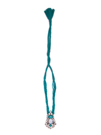 Silver Statement Turquoise Kundan Beaded Necklace view 5