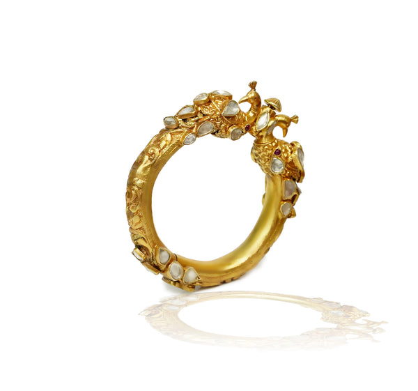 925 Silver Gold Plated Lion Bangle alternate