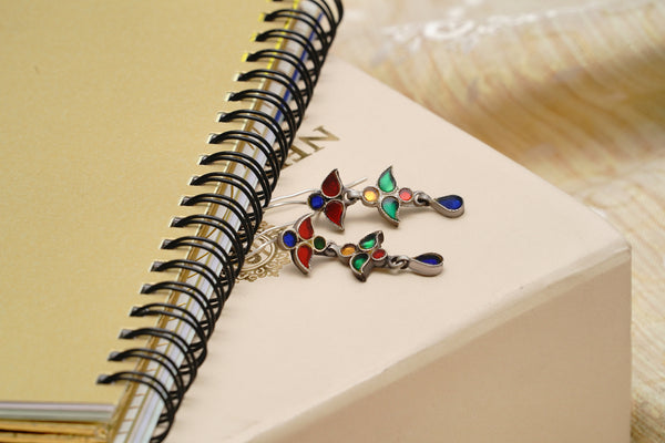 925 Silver Multicolor Glass Earrings