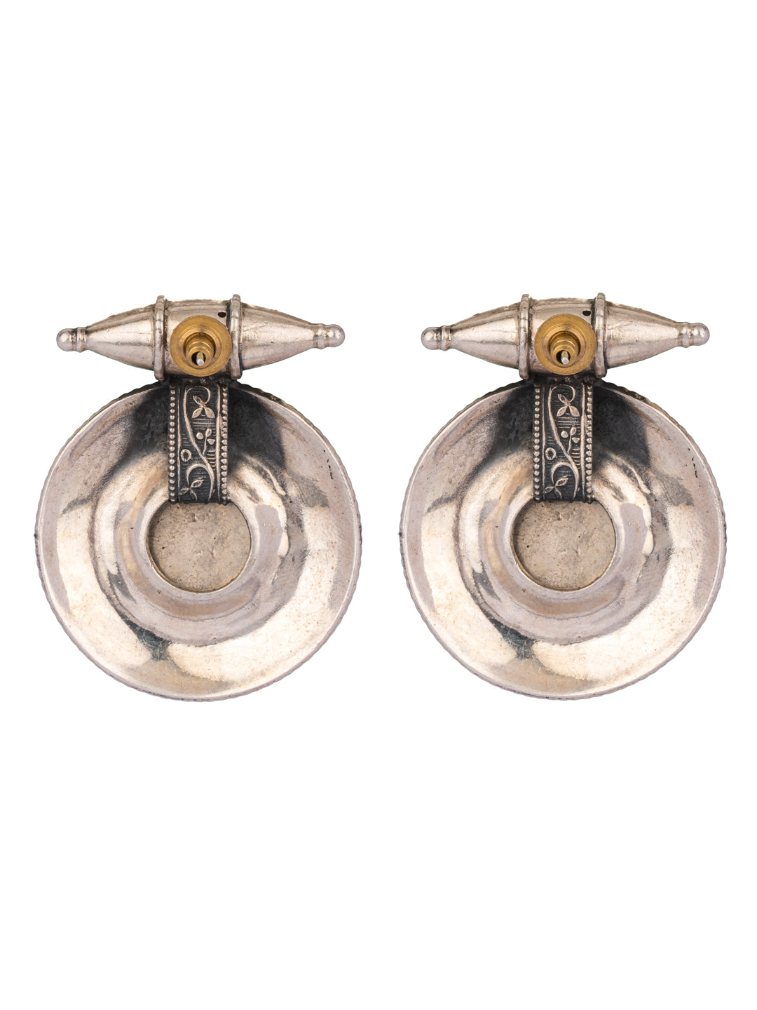 925 Sterling Silver Chitai Earrings with Kundan Motif view 5