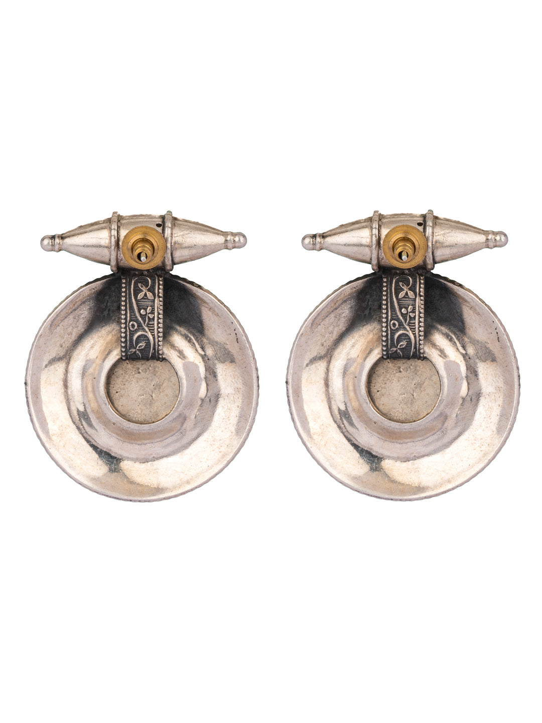 925 Sterling Silver Chitai Earrings with Kundan Motif