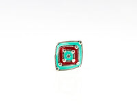 Turquoise Green and Red Meenakari Ring view 4