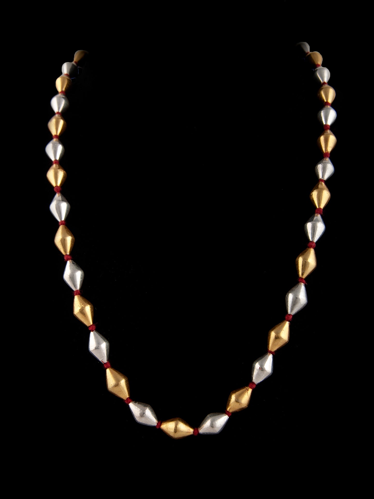 925 Sterling Silver Two Tone Big Dholki Necklace
