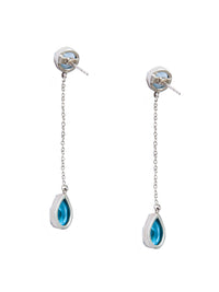 925 Sterling Silver Long Earrings with Multicolored Gemstone view 5