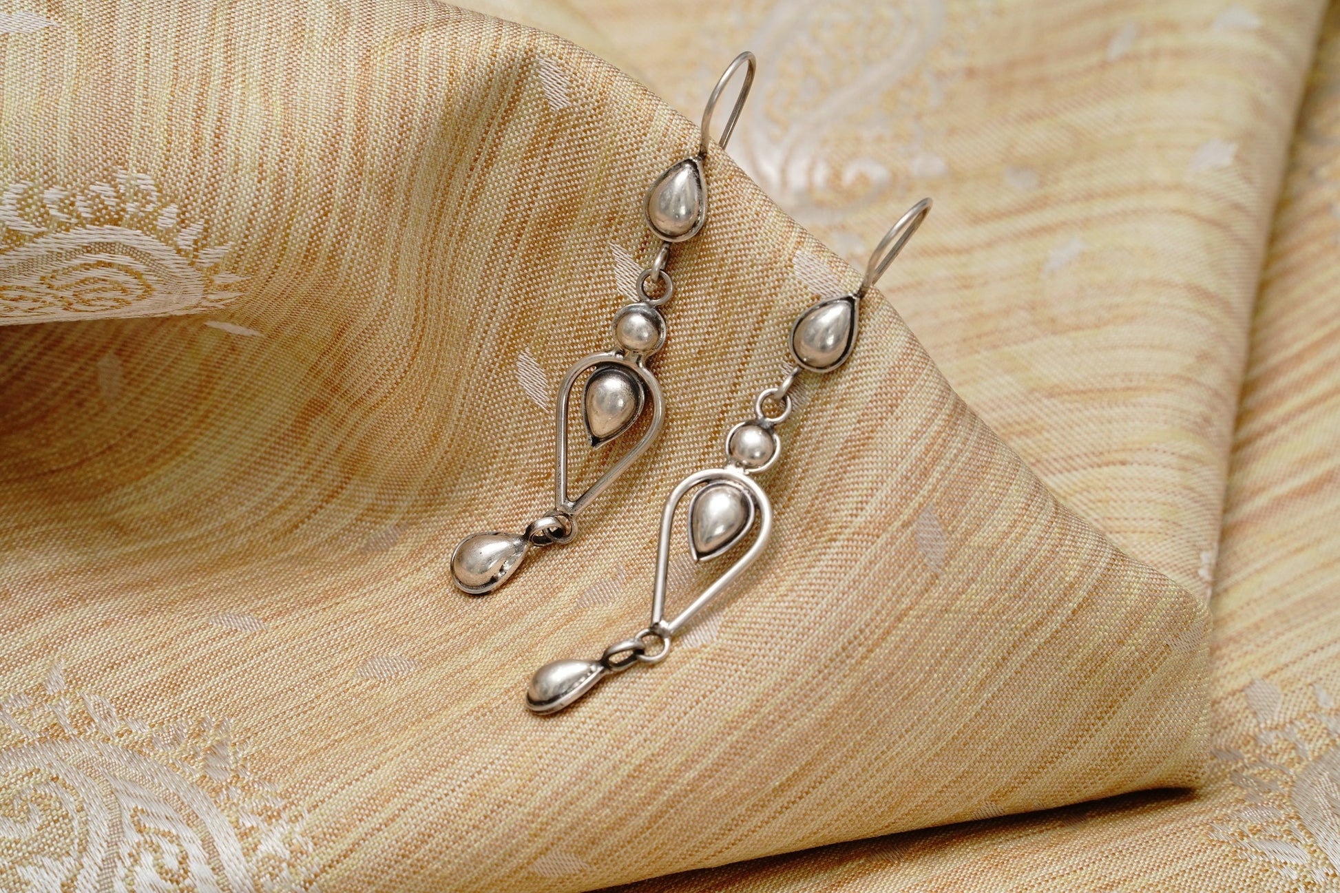 925 Silver Petal Dangler Earrings - Neeta Boochra Jewellery