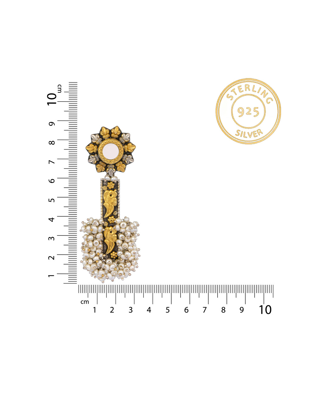 925 Sterling Silver Two Tone Twin Peacock Fusion Earringss view 4