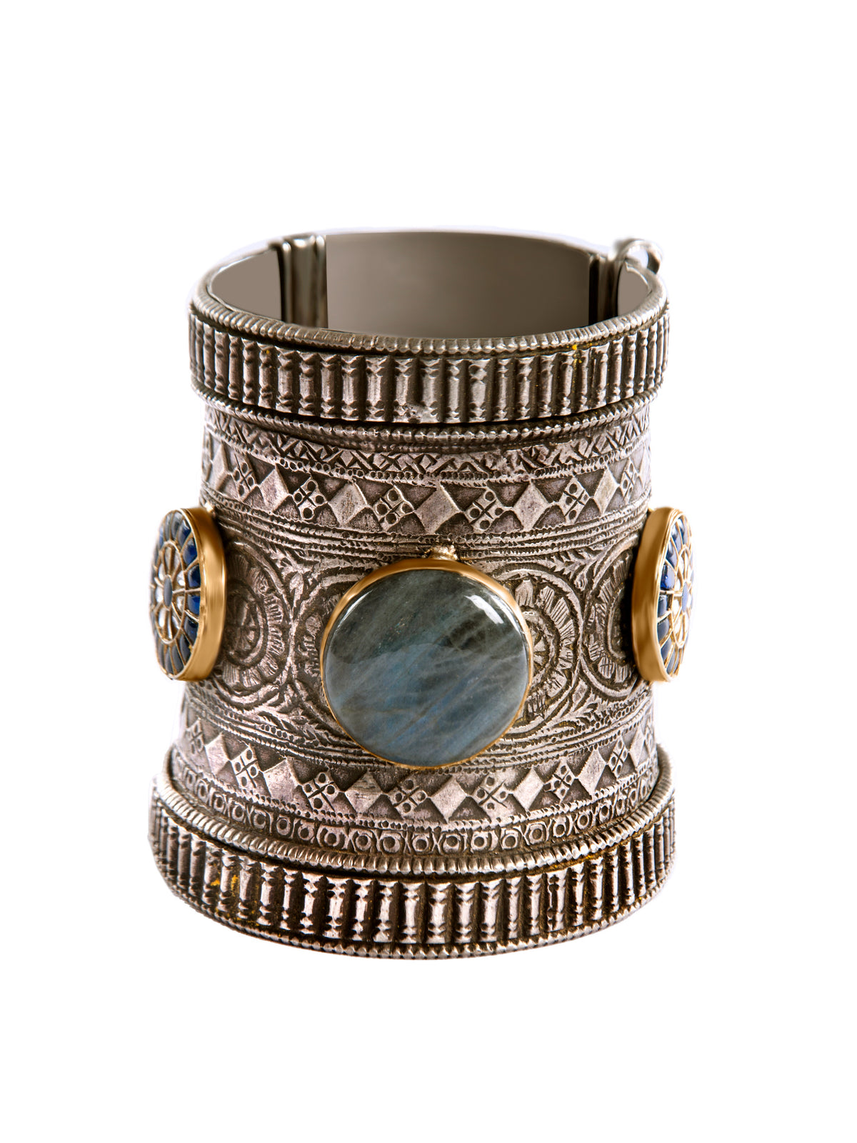 925 Sterling Silver Gemstone Bangle With Kundan view 3