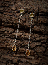 925 Sterling Silver Long Earrings with Peridot and Citrine view 2