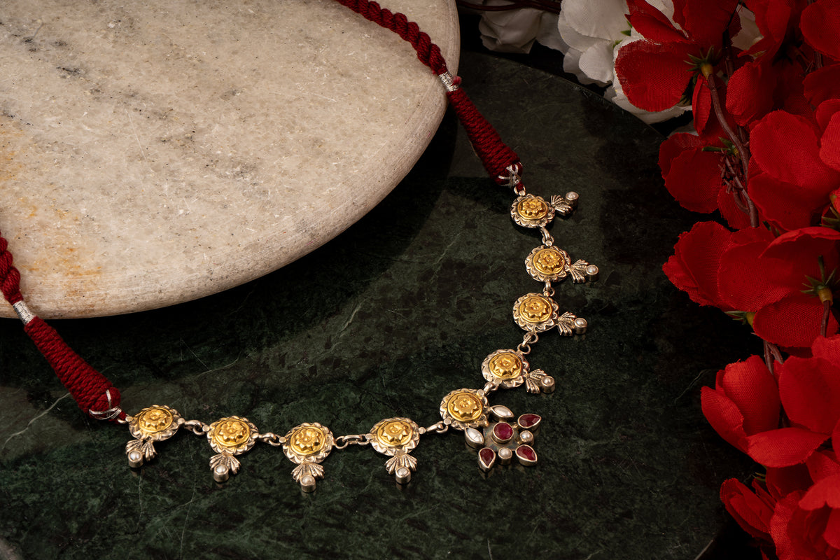 925 Sterling Silver Two Tone Necklace with Ruby view 3