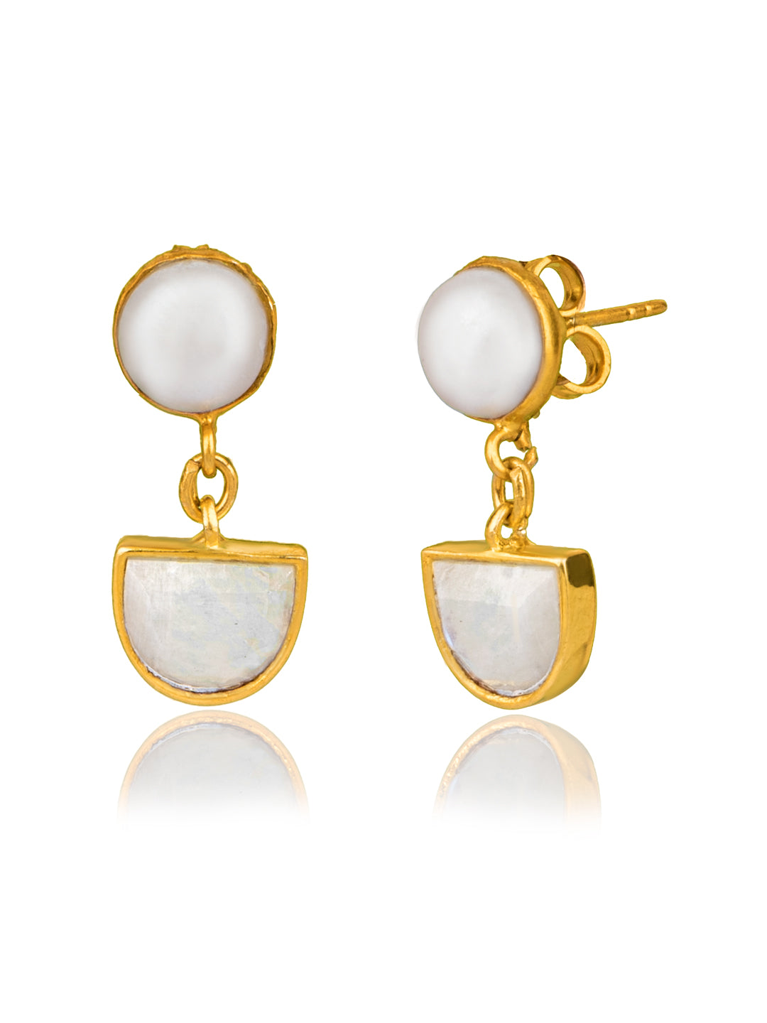 Half Moon Pearl Gold Plated Studs view 1