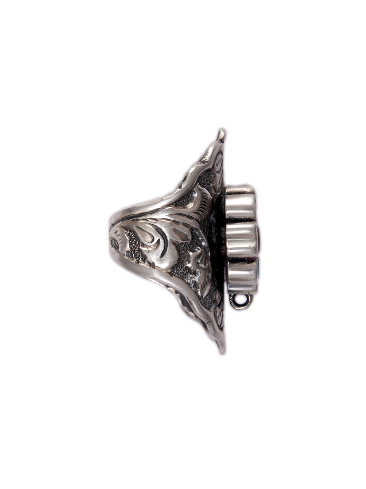 Silver Kundan Fusion Chitai Adjustable Ring view 4