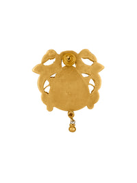 Gold Plated Big Kundan Studs with Green Carved Stone view 2