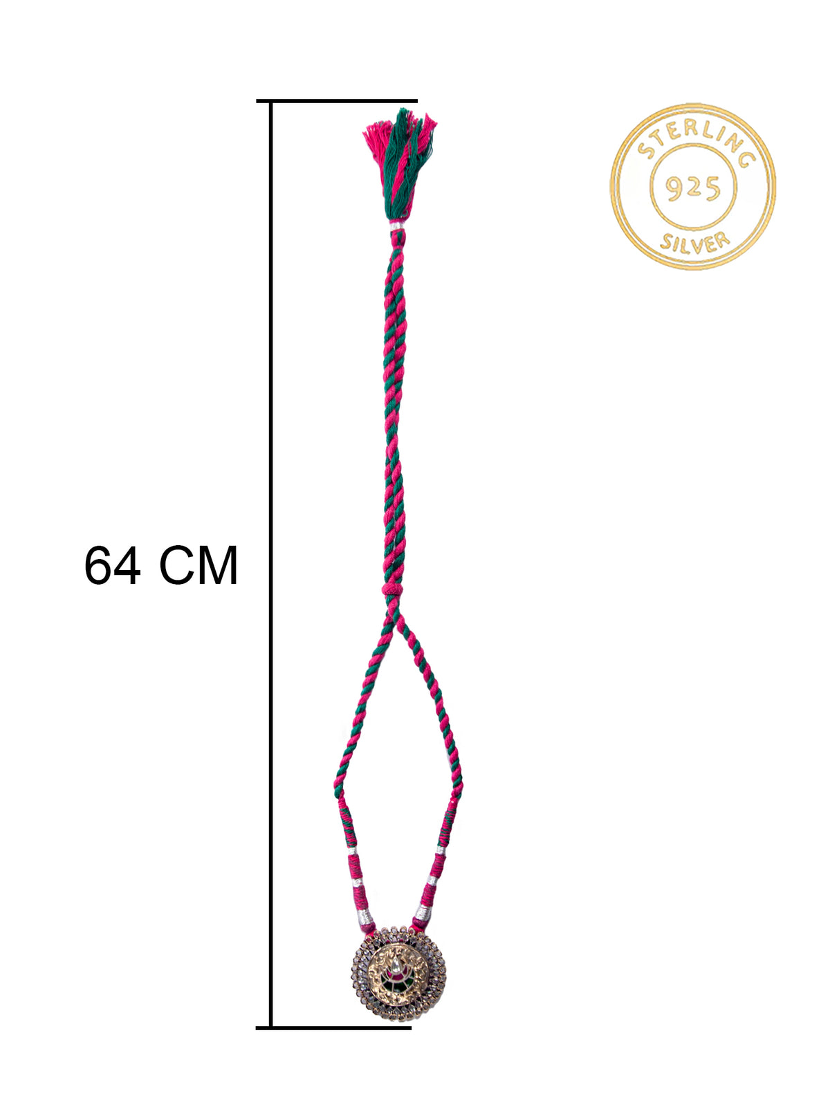 Silver Kundan Two Tone Necklace with Chitai view 6