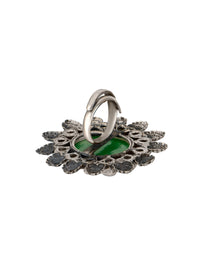 Pearl Green Carved Stone Adjustable Ring view 2