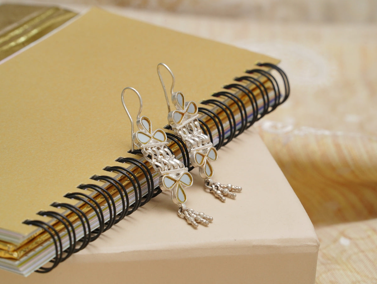 925 Silver Earrings with White Glass view 1