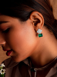 Aurora Green Emerald Studs view 1