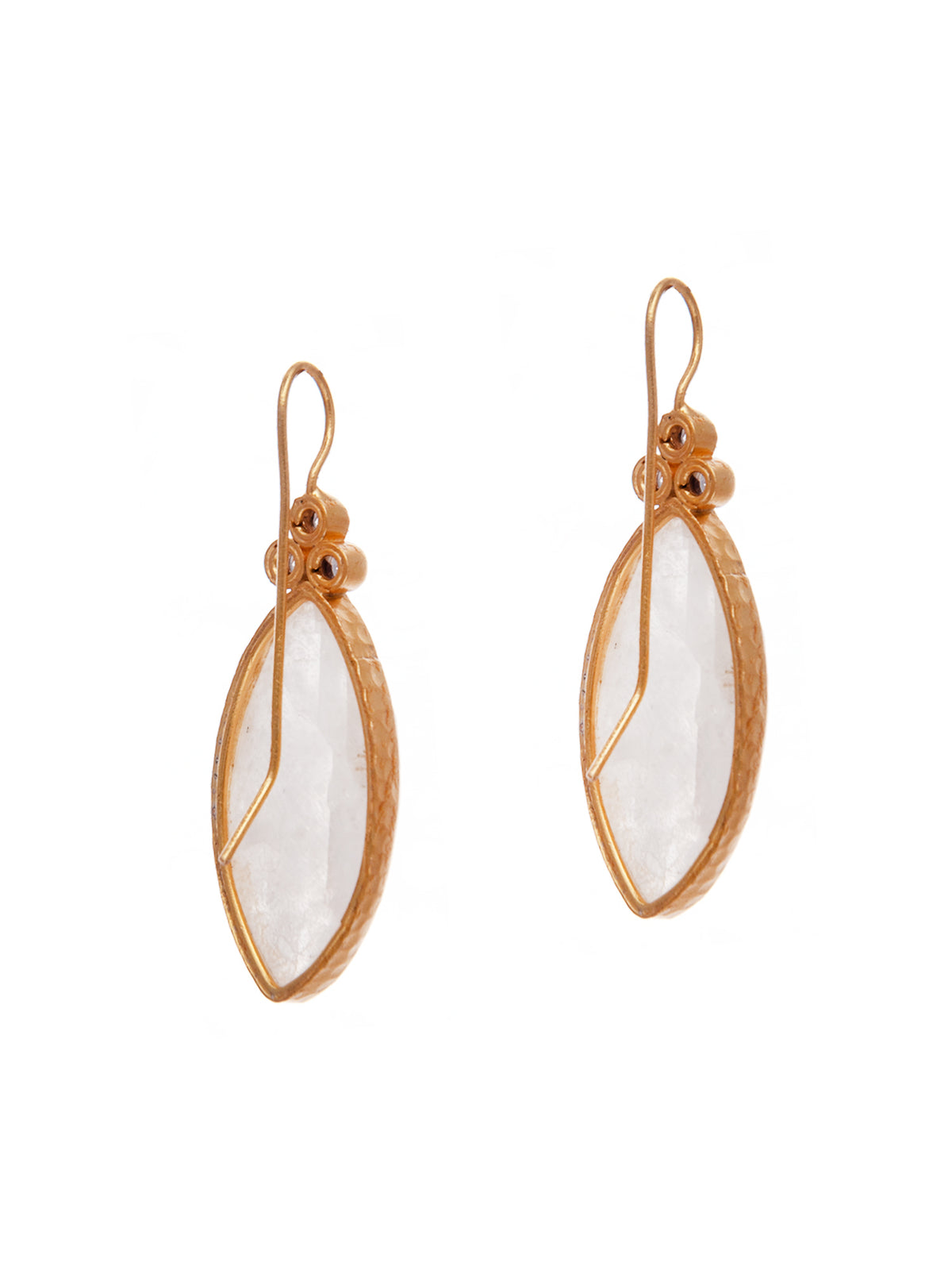 Gold Plated Rainbow Moonstone Danglers view 5