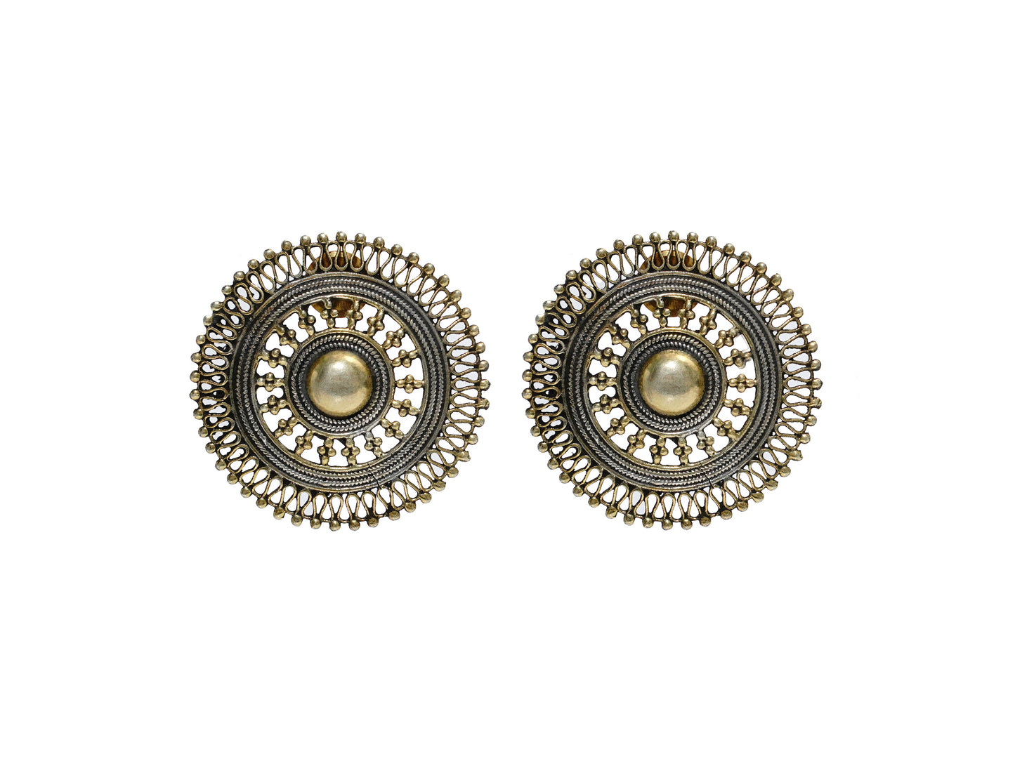 925 Silver Two Tone Mesh Earrings - Neeta Boochra Jewellery