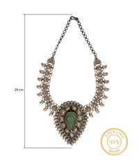 925 Sterling Silver Tribal Necklace with Fine Carved Stone view 4