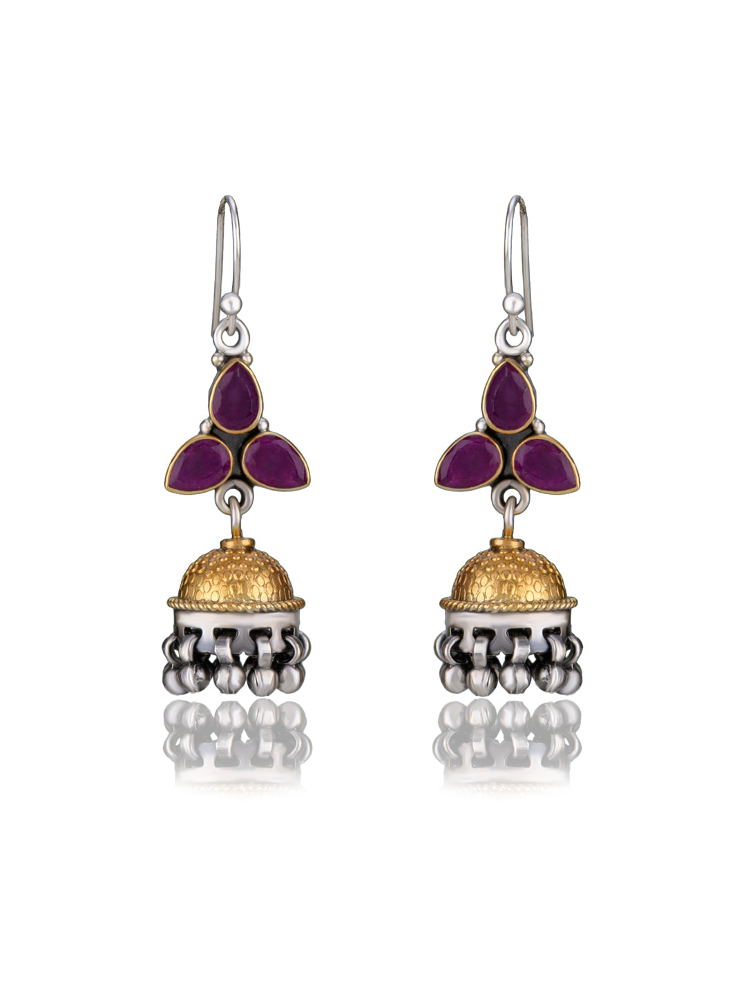 Two Toned Small Jhumki Earrings view 1