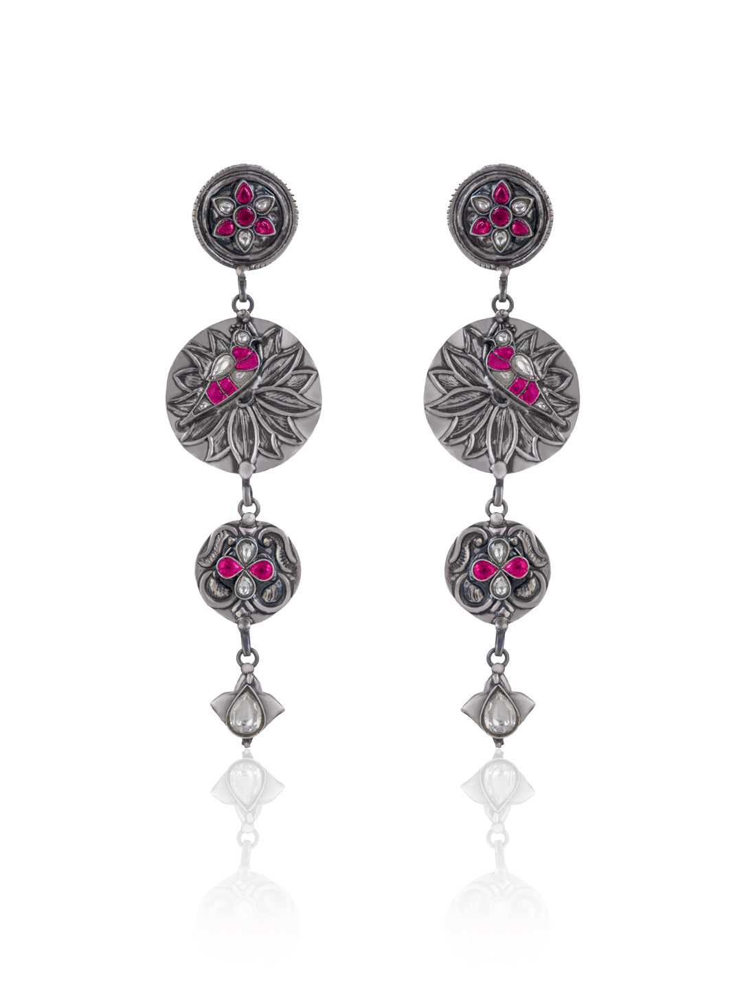 Lightweight Earrings with Kundan Motifs view 1