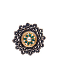 Silver Fusion Kundan Adjustable Ring view 3