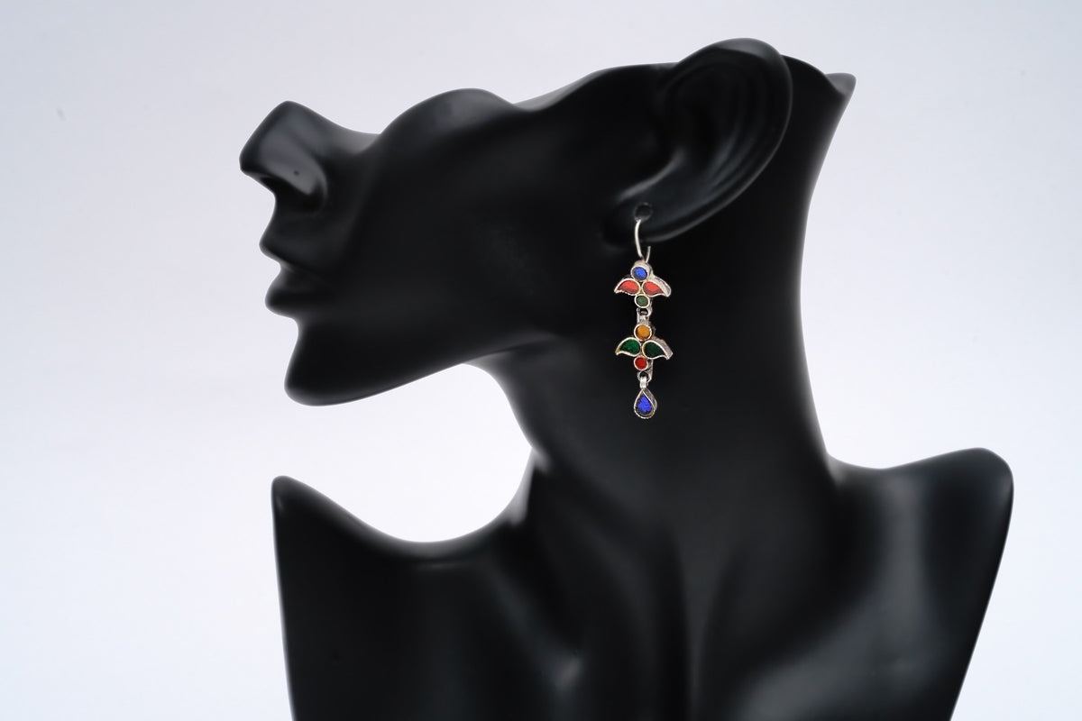 925 Silver Multicolor Glass Earrings view 4