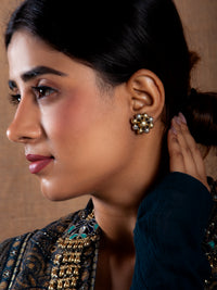 Silver Two Tone Ball Earrings view 2