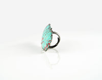 Turquoise Blue and Red Meenakari Ring view 1