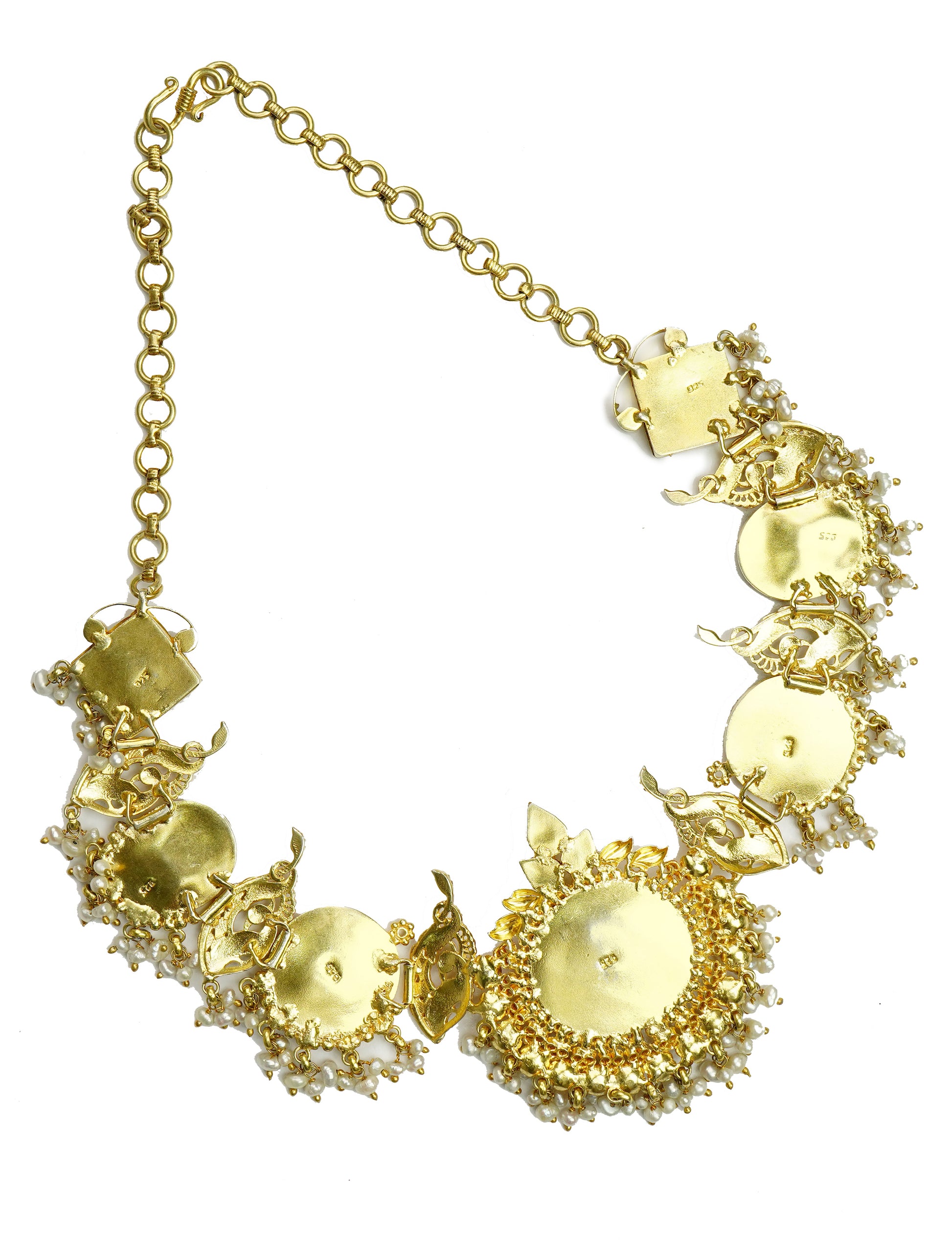 925 Silver Gold Plated Kundan Necklace - Neeta Boochra Jewellery