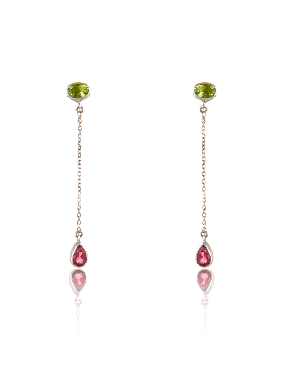 925 Sterling Silver Long Earrings wtih Multicolored Gemstones view 3