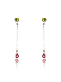 925 Sterling Silver Long Earrings wtih Multicolored Gemstones view 3