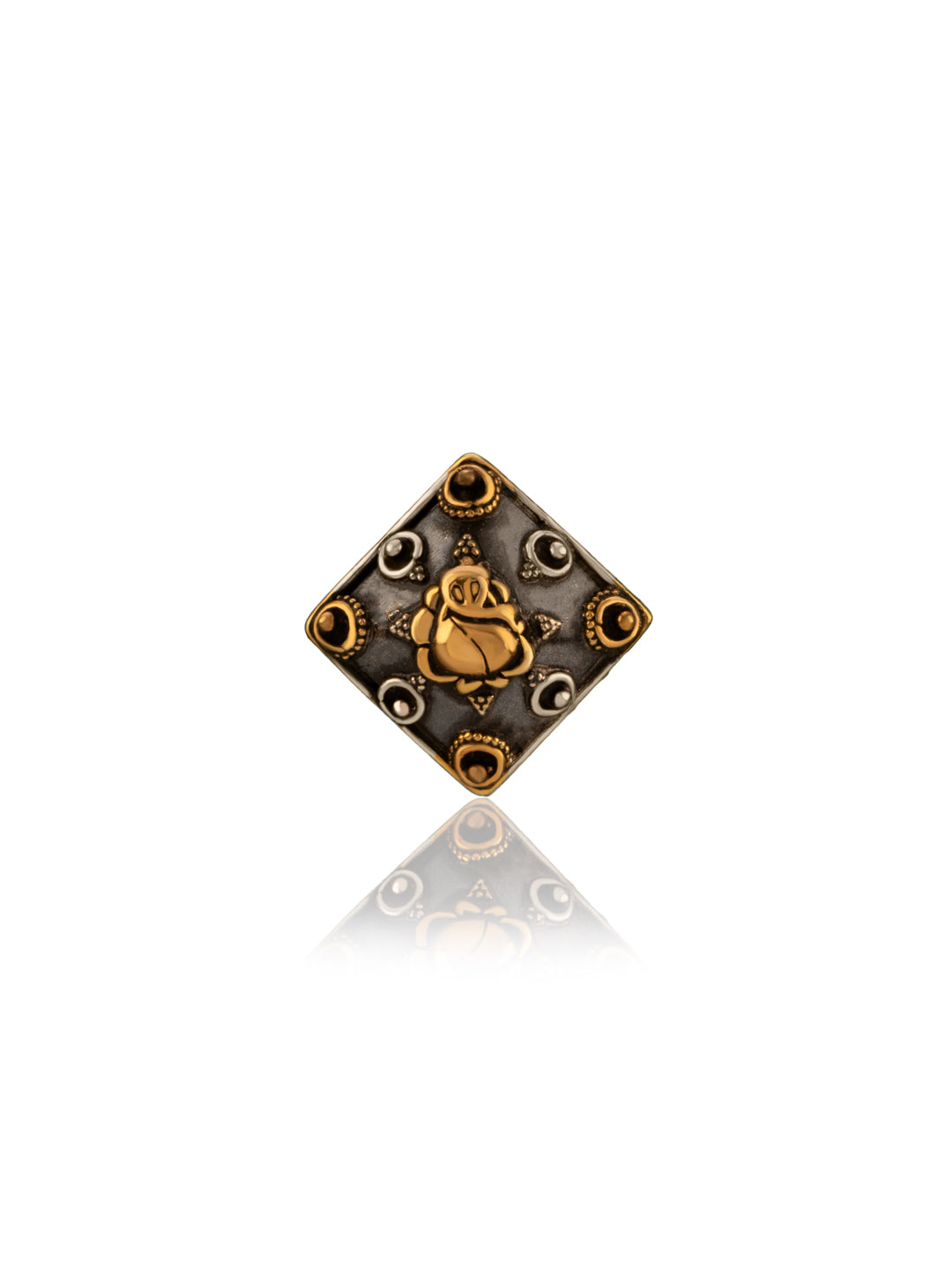 Two Toned Ganesha Adjustable Ring view 1