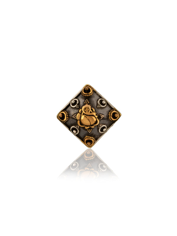 Two Toned Ganesha Adjustable Ring